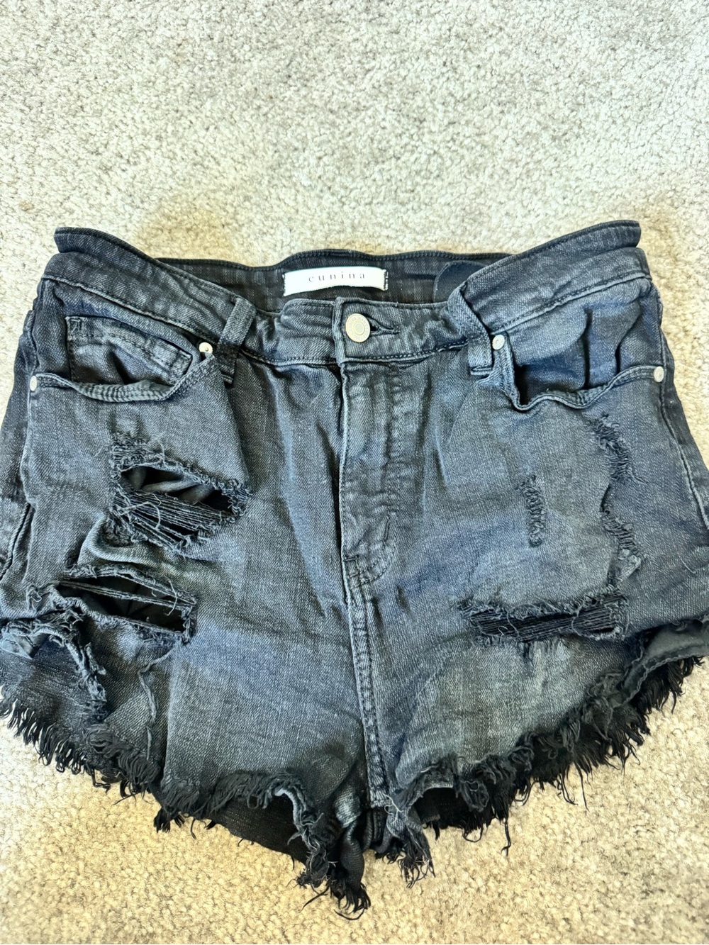 Carmar Black Distressed Denim Women's Shorts
